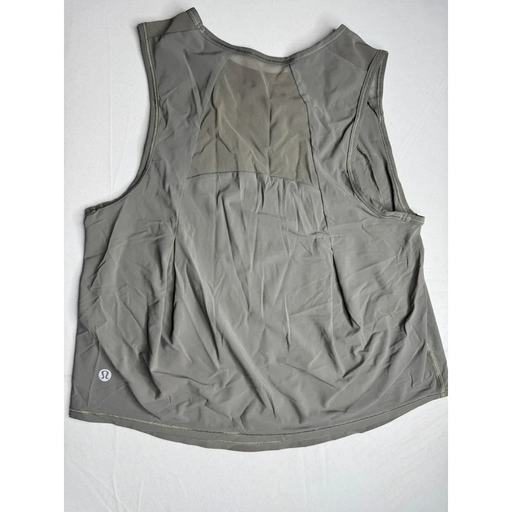 Lululemon Sculpt Tank Top Sage Green Mesh Back Running Training Shirt Womens 8